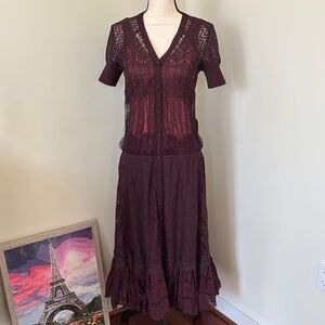 Byron Lars Deep Burgundy Midi Dress Size 4